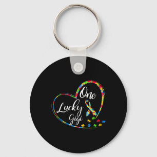 One Lucky Gigi Autism Awareness Gift Puzzle Piece Keychain
