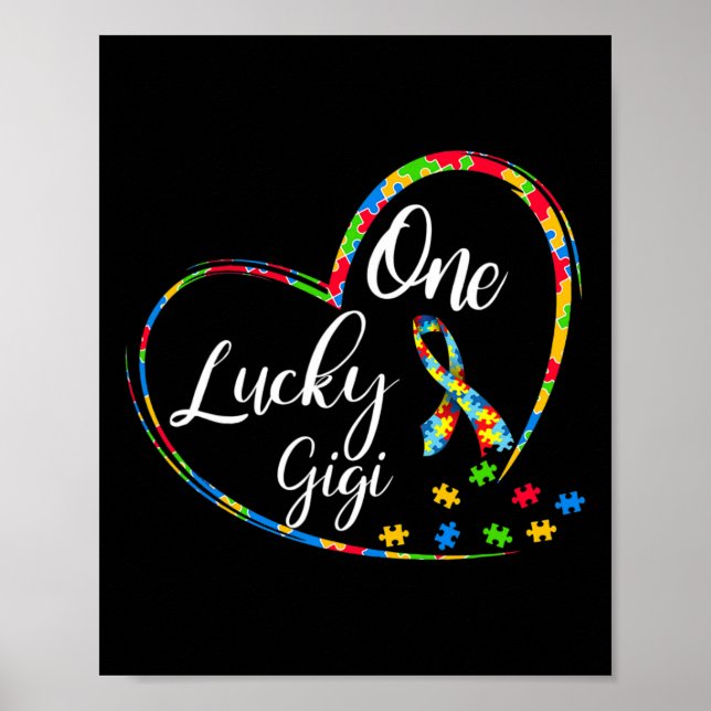 One Lucky Gigi Autism Awareness Gift Puzzle Piece  Poster (Front)