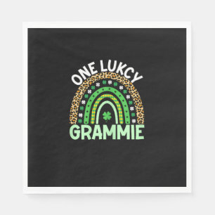 One Lucky Grammie Leopard Rainbow Saint Patrick's  Napkin