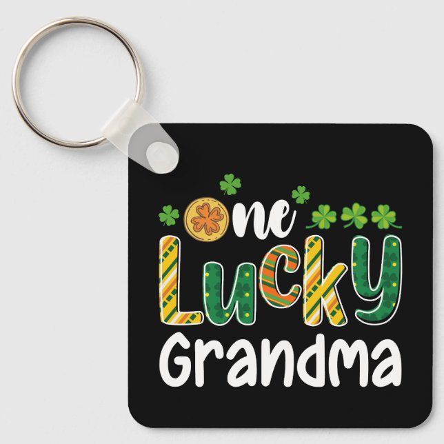 One Lucky Grandma Matching Family St Patrick's Day Keychain (Front)