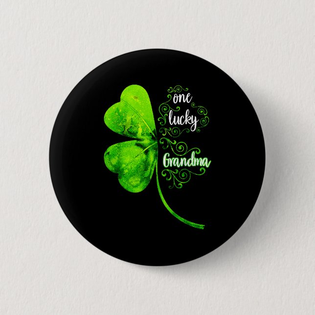 One Lucky Grandma Shamrock Grandma St Patricks Day 2 Inch Round Button (Front)