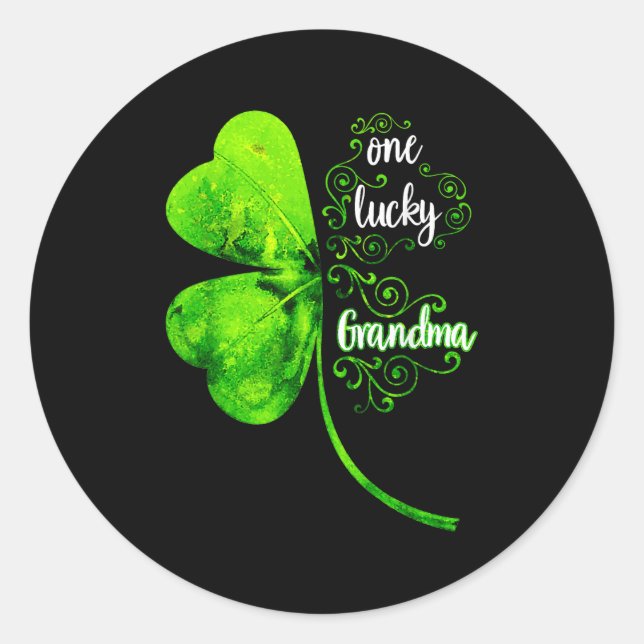 One Lucky Grandma Shamrock Grandma St Patricks Day Classic Round Sticker (Front)
