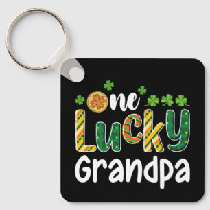 One Lucky Grandpa Matching Family St Patrick's Day Keychain