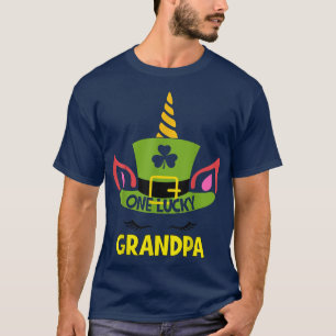 One Lucky Grandpa Unicorn Face St Patricks Day Sha T-Shirt