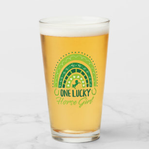 One Lucky Horse Girl Equestrian St. Patrick's Day Glass