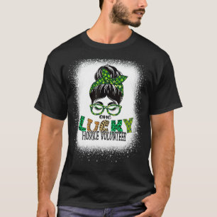 One Lucky Hospice Volunteer Bleached St Patricks D T-Shirt