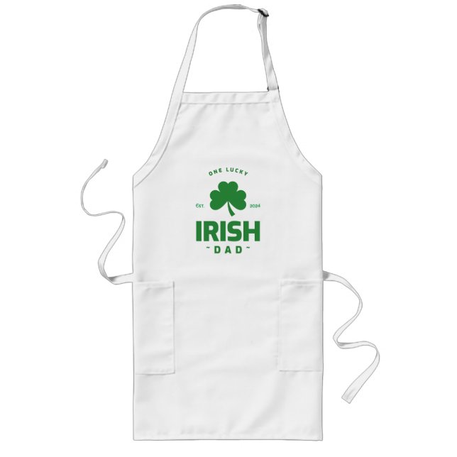 One Lucky Irish Dad Long Apron (Front)