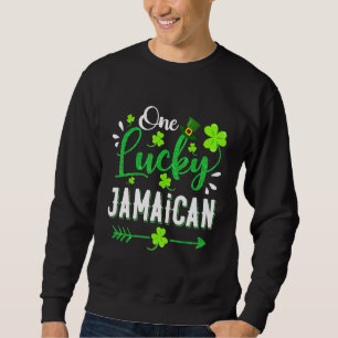 One Lucky Jamaican Shamrock Leprechaun Hat St Patr Sweatshirt