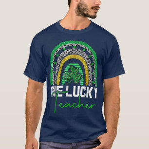 One Lucky Kinder Teacher Rainbow Leopard St  T-Shirt