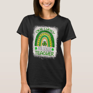 One Lucky Kinder Teacher Rainbow St Patrick S Day  T-Shirt