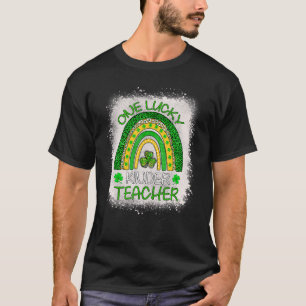 One Lucky Kinder Teacher Rainbow St Patrick S Day  T-Shirt