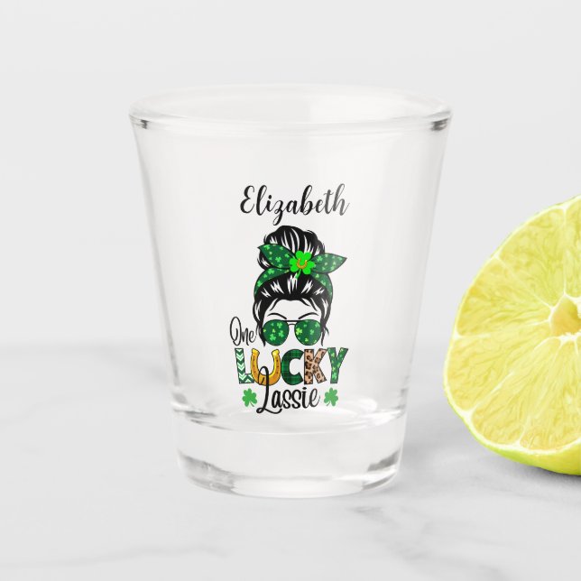 One Lucky Lassie Shot Glass (Front)