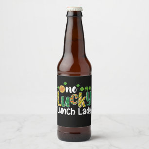 One Lucky Lunch Lady School St Patrick's Day Beer Bottle Label