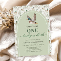 One Lucky Mallard Ducks 1st Birhtday Invitation