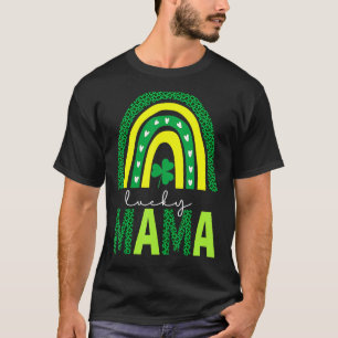 One Lucky Mama Leopard Print Rainbow St Patricku20 T-Shirt