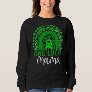 One Lucky Mama Leopard Rainbow Mom Life St Patrick Sweatshirt