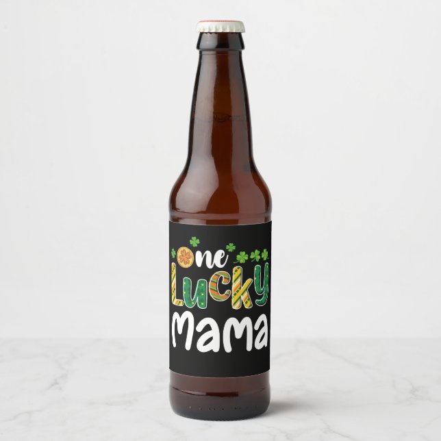 One Lucky Mama Matching Family St Patrick's Day Beer Bottle Label (Front)