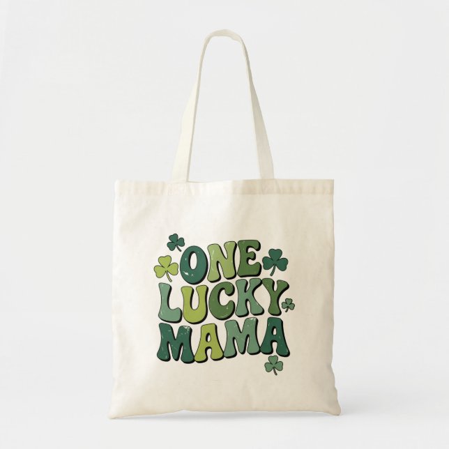 One Lucky Mama Retro St. Patrick’s Day Tote Bag (Front)