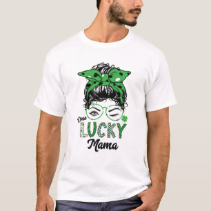 One Lucky Mama St Patricks Day Dot Pattern Messy B T-Shirt