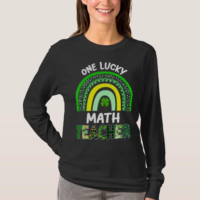 One Lucky Math Teacher Leopard St Patricku2019s Da T-Shirt (Front)