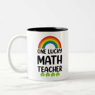 One Lucky Math Teacher St. Patrick's Day Two-Tone Coffee Mug
