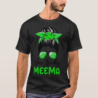 One Lucky Meema Messy Bun Sunglasses St Patricks D T-Shirt