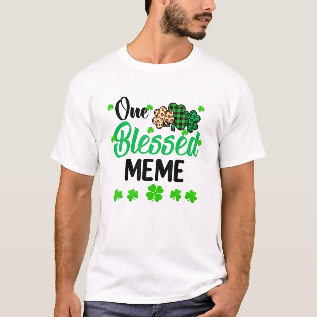 One Lucky Meme Clover St. Patrick's Day Irish T-Shirt (Front)