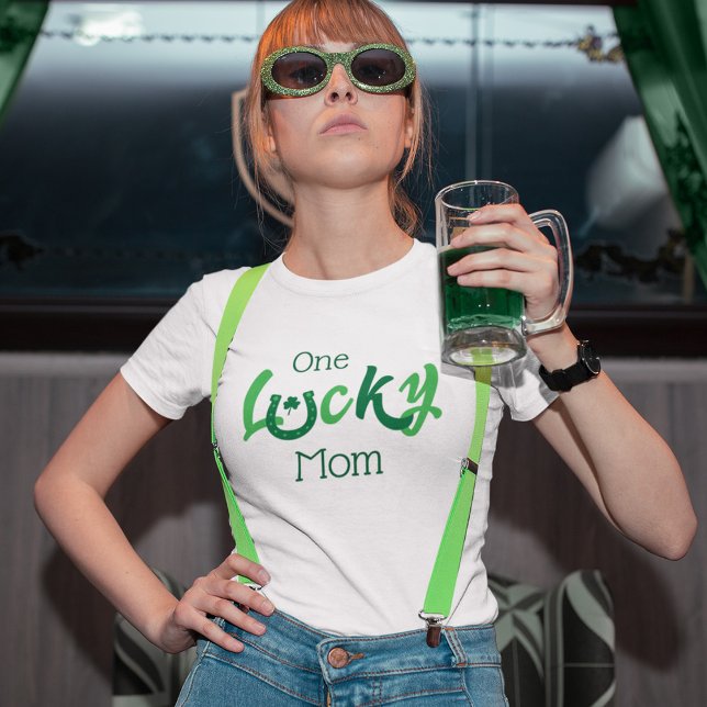 One Lucky Mom | Customizable St Patrick's Day T-Shirt (Creator Uploaded)