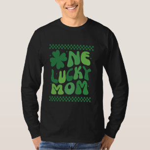 One Lucky Mom Groovy Matching Family 1st Birthday T-Shirt