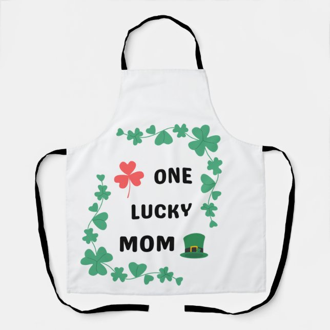 One lucky mom irish   apron (Front)