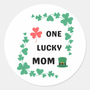 One lucky mom irish classic round sticker