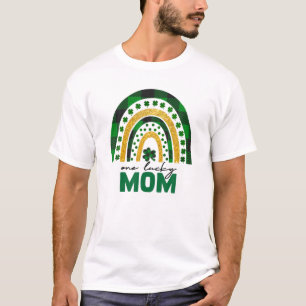 One Lucky Mom Rainbow St Patricks Day Shamrock T-Shirt