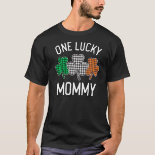 One Lucky Mommy St Patrick's Day Irish Flag Plaid  T-Shirt
