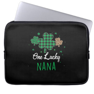 One Lucky Nana Leopard Plaid Shamrock Patrick's Da Laptop Sleeve