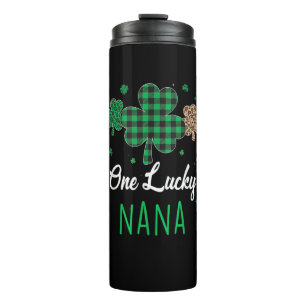 One Lucky Nana Leopard Plaid Shamrock Patrick's Da Thermal Tumbler