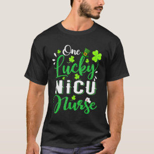 One Lucky Nicu Nurse Shamrock Stethoscope St Patri T-Shirt