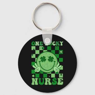 One Lucky Nurse Groovy Smile St Patricks Day Nurse Keychain