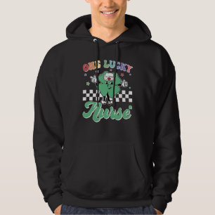 One Lucky Nurse ICU RN Retro Groovy Patrick's Day  Hoodie