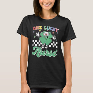 One Lucky Nurse ICU RN Retro Groovy Patrick's Day T-Shirt