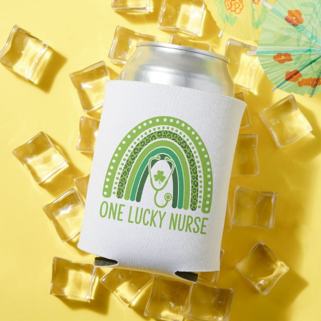 One Lucky Nurse Scrub RN ICU ER St Patricks Day Can Cooler (In Situ Summer)