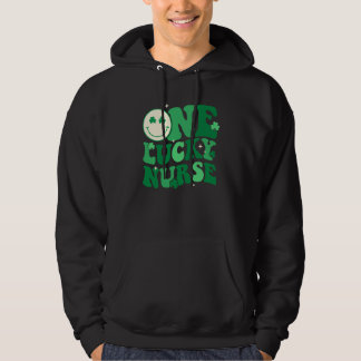 One Lucky Nurse Shamrock Groovy Happy St Patrick's Hoodie