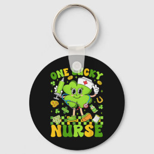 One Lucky Nurse St Patricks Day Shamrock Irish Wom Keychain