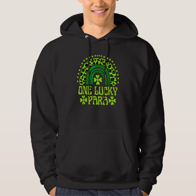 One Lucky Para Family St Patrick's Day Rainbow Leo Hoodie (Front)