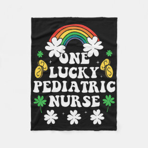 One Lucky Pediatric Nurse Funny Irish Nurse St Pat Fleece Blanket