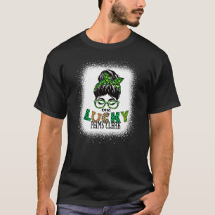 One Lucky Peims Clerk Bleached Messy Bun St Patric T-Shirt