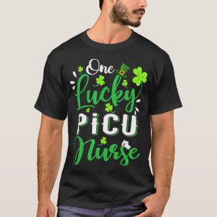 One Lucky Picu Nurse Shamrock Stethoscope St Patri T-Shirt