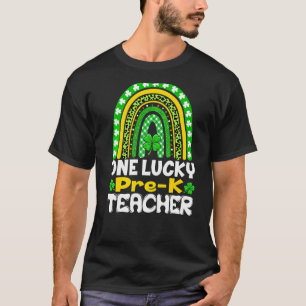One Lucky Pre K Teacher Funny St Patricks Day Rain T-Shirt
