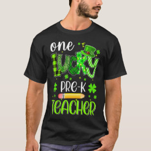 One Lucky Pre K Teacher Pencil Shamrock St Patrick T-Shirt