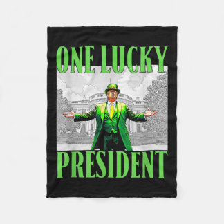 One Lucky President Trump St Patricks Day Irish Sh Fleece Blanket