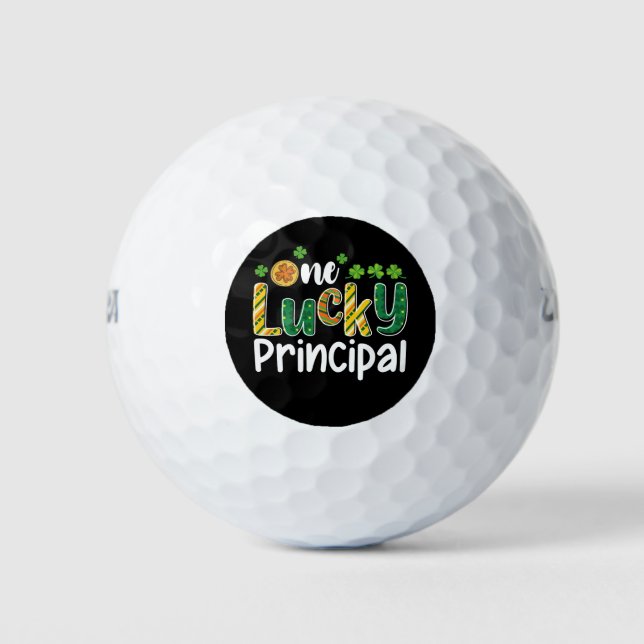 One Lucky Principal School St Patrick's Day Golf Balls (Front)